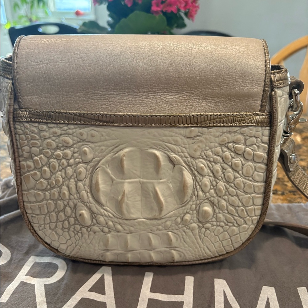 Brahmin Cream Crossbody Bag with gromet Detailing - Picture 8 of 12